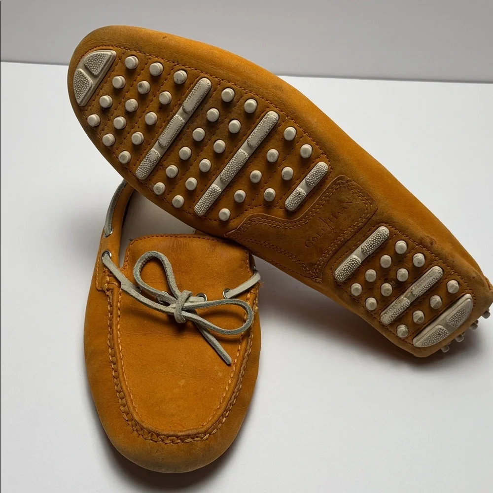 Cole Haan Women’s Sz8m Yellow/Orange Nubuck Leather Suede‎ Loafers #0259
